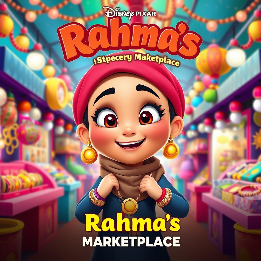 Make me a logo for an online character with the name "Rahma Store" with an attractive design, this character sells various items such as watches, rings, bracelets and so on, in cartoon style