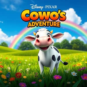 cowo, in Disney Pixar poster style