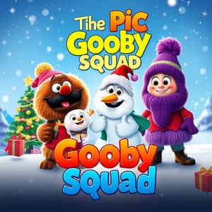 Generate me a YouTube Christmas banner like this one but Gooby Squad change text name to thepicgoobysquad