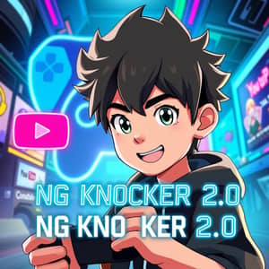 This is a gaming logo that features the name “NG KNOCKER 2.0 ” in a futuristic font and a neon blue color. and Boy Anime avtar, The logo also has a stylized controller icon and a YouTube play button in the background. The logo is designed to be attractive and eye-catching, and to appeal to gaming enthusiasts and YouTube viewers. I hope you like it.