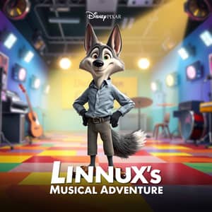 Linnux the Wolf From Rock Dog Wearing a Dress Shirt, Long Pants Below The Knees, Plain Charcoal Socks, And Leather Dress Shoes with Laces standing up on the Floor.