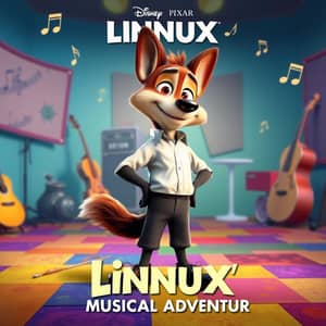 Linnux From Rock Dog Wearing a Dress Shirt, Long Pants Below The Knees, Plain Charcoal Socks, And Leather Dress Shoes with Laces standing up on the Floor.