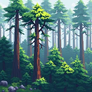 Generate a forest in the style of a PS1 game 
