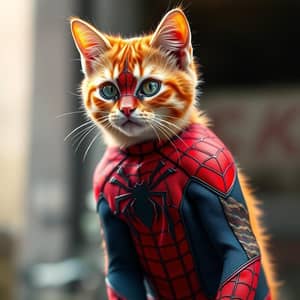 Make a ginger cat as spiderman

