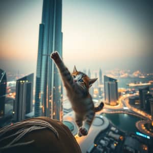 Make a kitten falling of from burj khalifa
