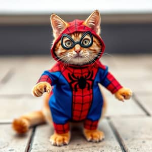 Make a ginger cat in spiderman costume

